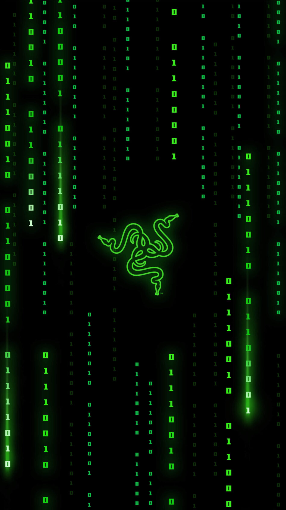 Razer Logo Matrix Style Dark Background 4K Ultra HD Mobile Wallpaper