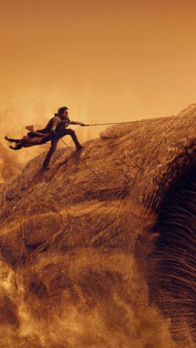 Timothée Chalamet Riding Sandworm In Dune 2 4K Ultra HD Mobile Wallpaper