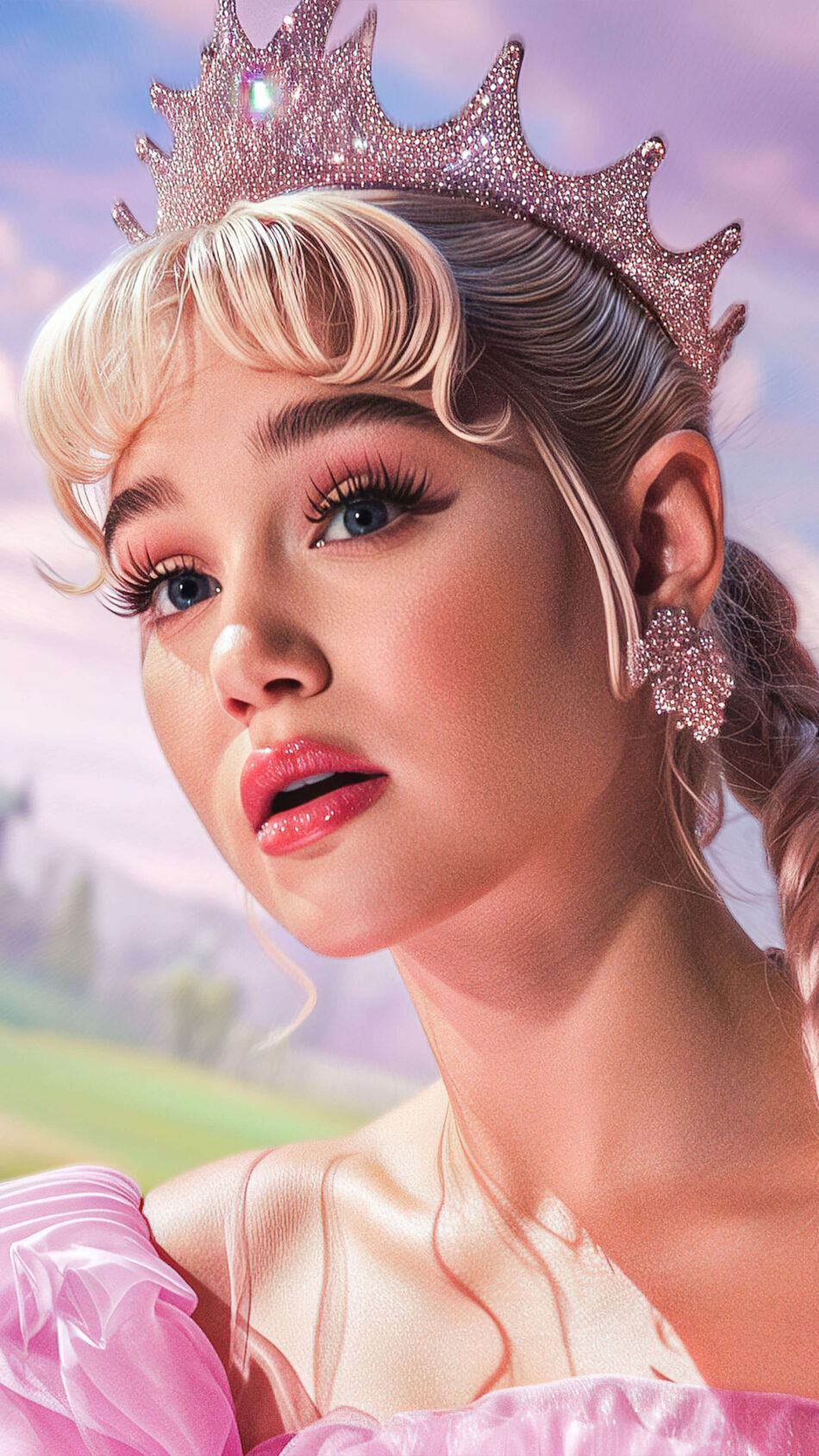Ariana Grande In Wicked Movie As Glinda 4K Ultra HD Mobile Wallpaper