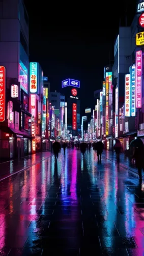 Futuristic Neon City Japan 4K Ultra HD Mobile Wallpaper