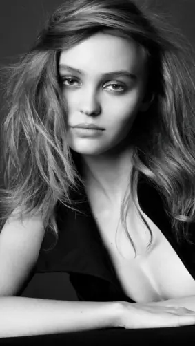 Actress Lily Rose Depp 2026 Monochrome 4K Ultra HD Mobile Wallpaper