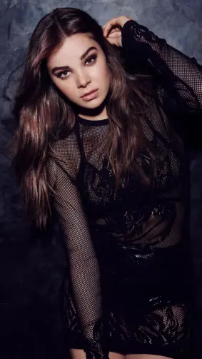 Hailee Steinfeld In Black Dress Dark Background 2026 Photoshoot 4K Ultra HD Mobile Wallpaper