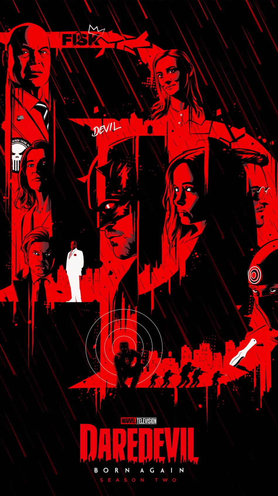 Daredevil - Born Again Dark Red Logo Poster 4K Ultra HD Mobile Wallpaper